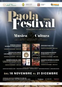 Partecipazione del duo cordaminazioni composto da Luca Fabrizio e Marcello De Carolis specializzati in chitarra classica, chitarra battente, mandolino, mandola, cuatro, charango e cavaquinho al Paola Festival 2018. Tra gli altri ospiti: Rossana Casale e Maurizio Di Fulvio Quartet, Dionysius piano trio, Eolus woodwing quintetto e Luigi Stillo, Gino Castaldo, Orchestra sinfonica calabrese diretta da Michele Martirani e Alfredo Salvatore Stillo