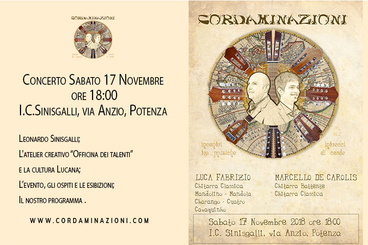 Concerto cordaminazioni: duo musicale lucano, della basilicata, specializzato in: chitarra classica, chitarra battente, mandolino, mandola, cuatro, charango, cavaquinho.