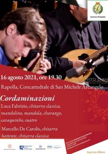 Cordaminazioni di Luca Fabrizio e Marcello De Carolis in concerto a Rapolla con chitarra classica chitarra battente mandolino mandola quattro e charango